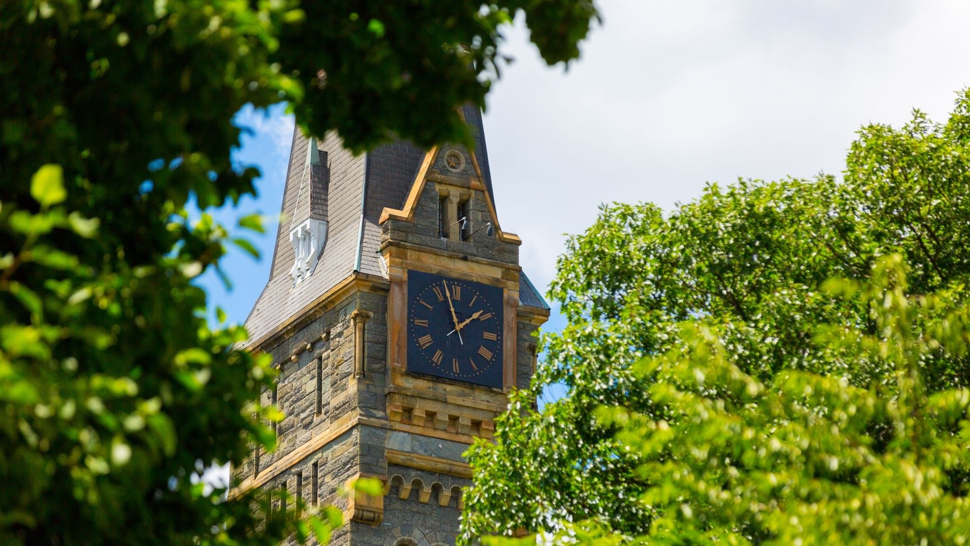 Photo of clocktower at Georgetown University